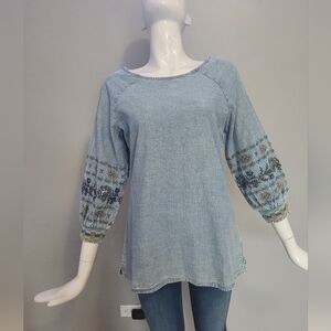 Bob Timberlake Chambray Embroidered Top, BNWT, Size XS